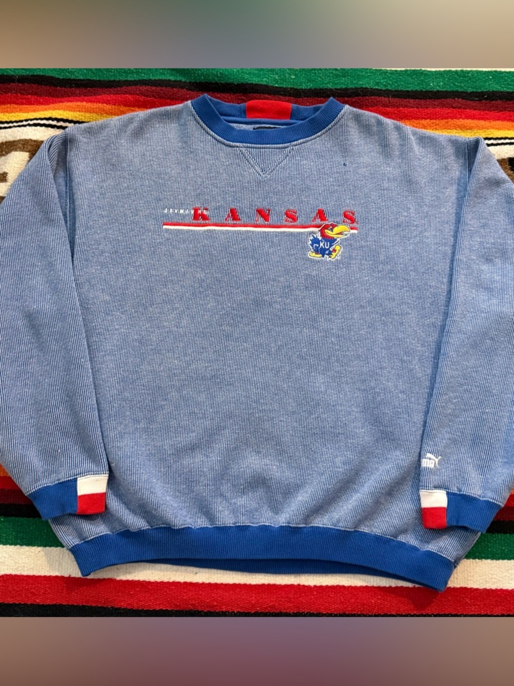 Puma Light Blue Crewneck Sweatshirt with Red and White Accents